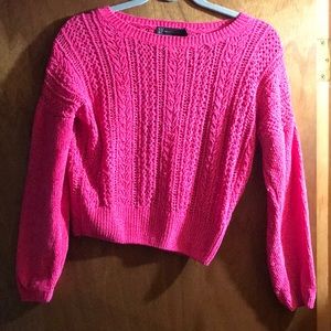 Hot pink knit sweater New York and company size xs